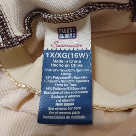 Faded Glory 1x Halter Tankini With Matching Bikini Bottom Brown/Tan Fern Pattern - Picture 5 of 11